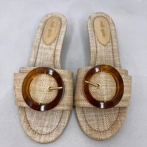 CULT GAIA Nelly Sandal Tan Natural Raffia Open Toe Mule Low Heel size 37.5